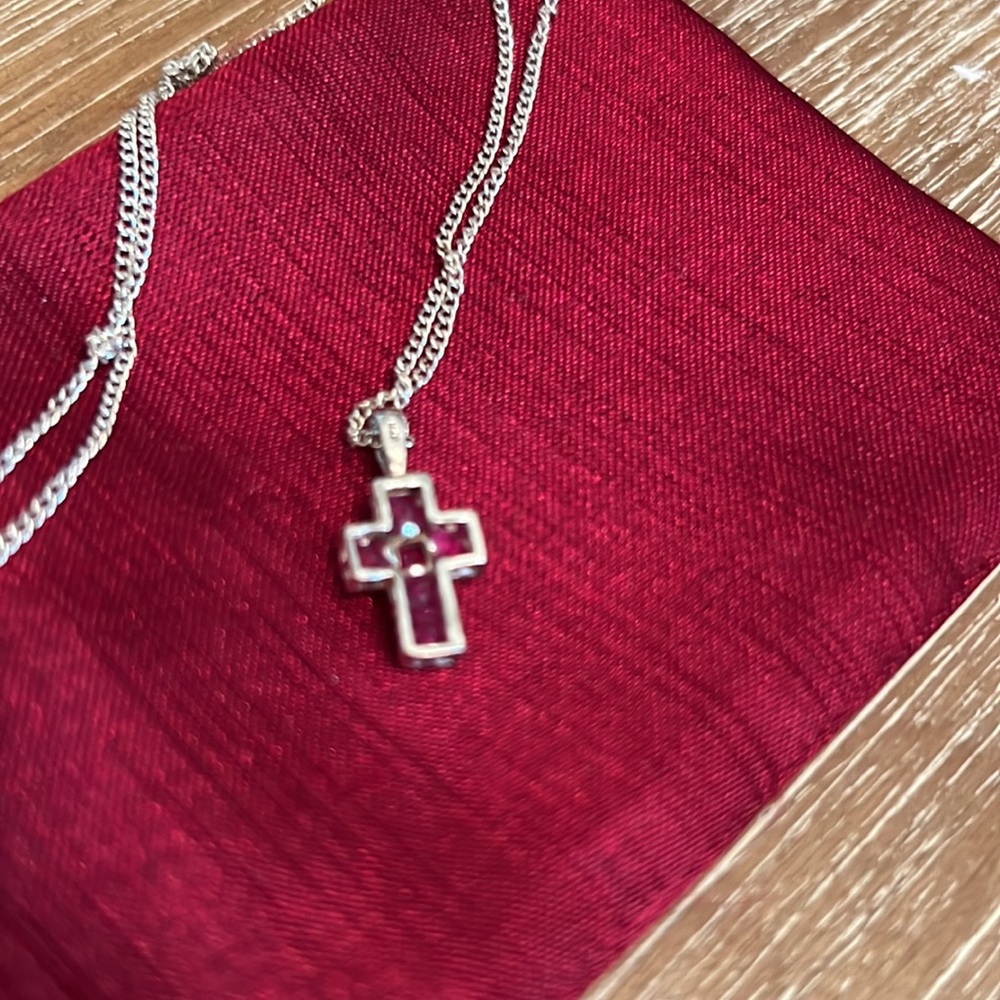 Sterling Silver Ruby Mini Cross. - image 5